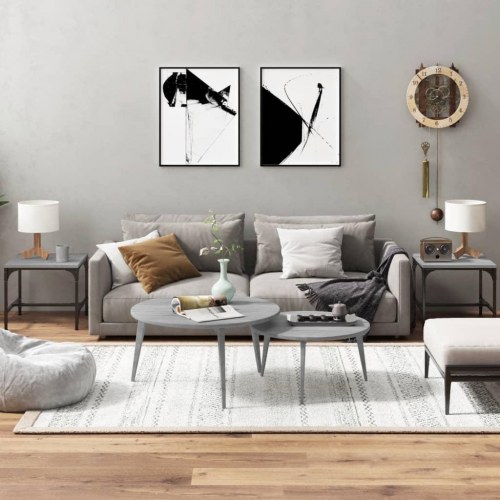 Sideborde - 2 stk. 40 × 40 × 35 cm i grå sonoma-eg, konstrueret træ med stålstel