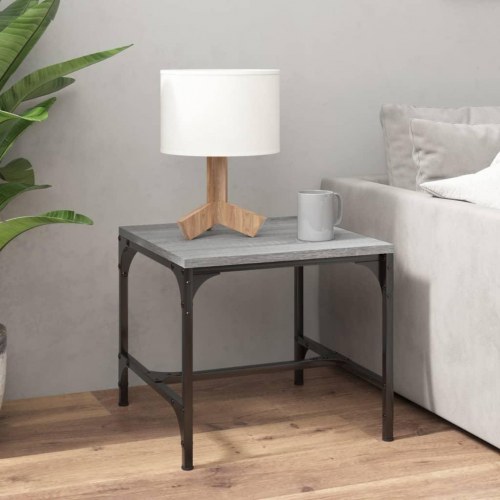 Sideborde - 2 stk. 40 × 40 × 35 cm i grå sonoma-eg, konstrueret træ med stålstel