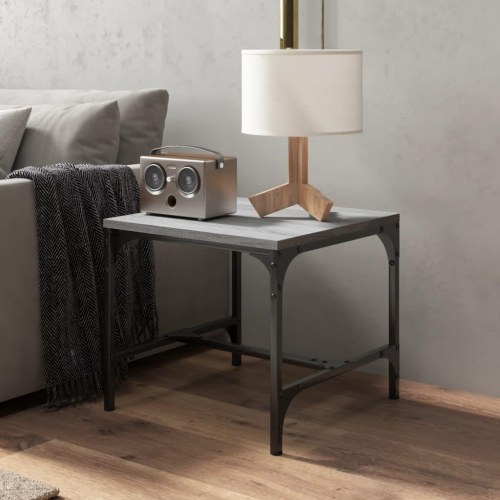 Sideborde - 2 stk. 40 × 40 × 35 cm i grå sonoma-eg, konstrueret træ med stålstel