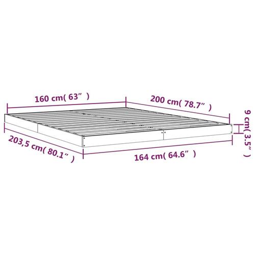 Sengeramme 160x200 cm massivt fyrretræ