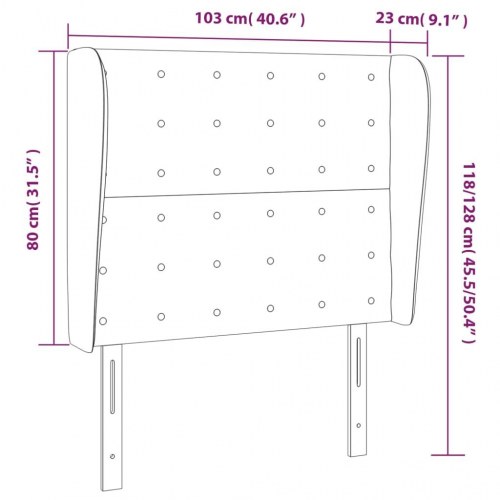 Sengegavl med kanter 103 x 23 x 118/128 cm - cremefarvet