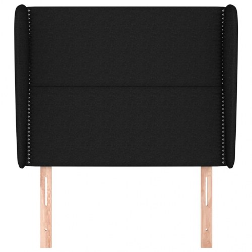 Sengegavl med kanter - sort, 103 x 23 x 118/128 cm