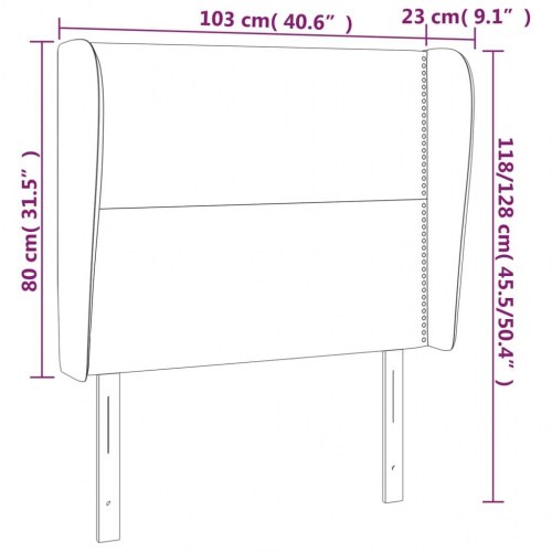Sengegavl med kanter - sort, 103 x 23 x 118/128 cm