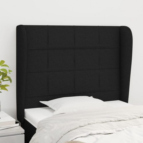 Sengegavl med kanter 103 x 23 x 118/128 cm - sort