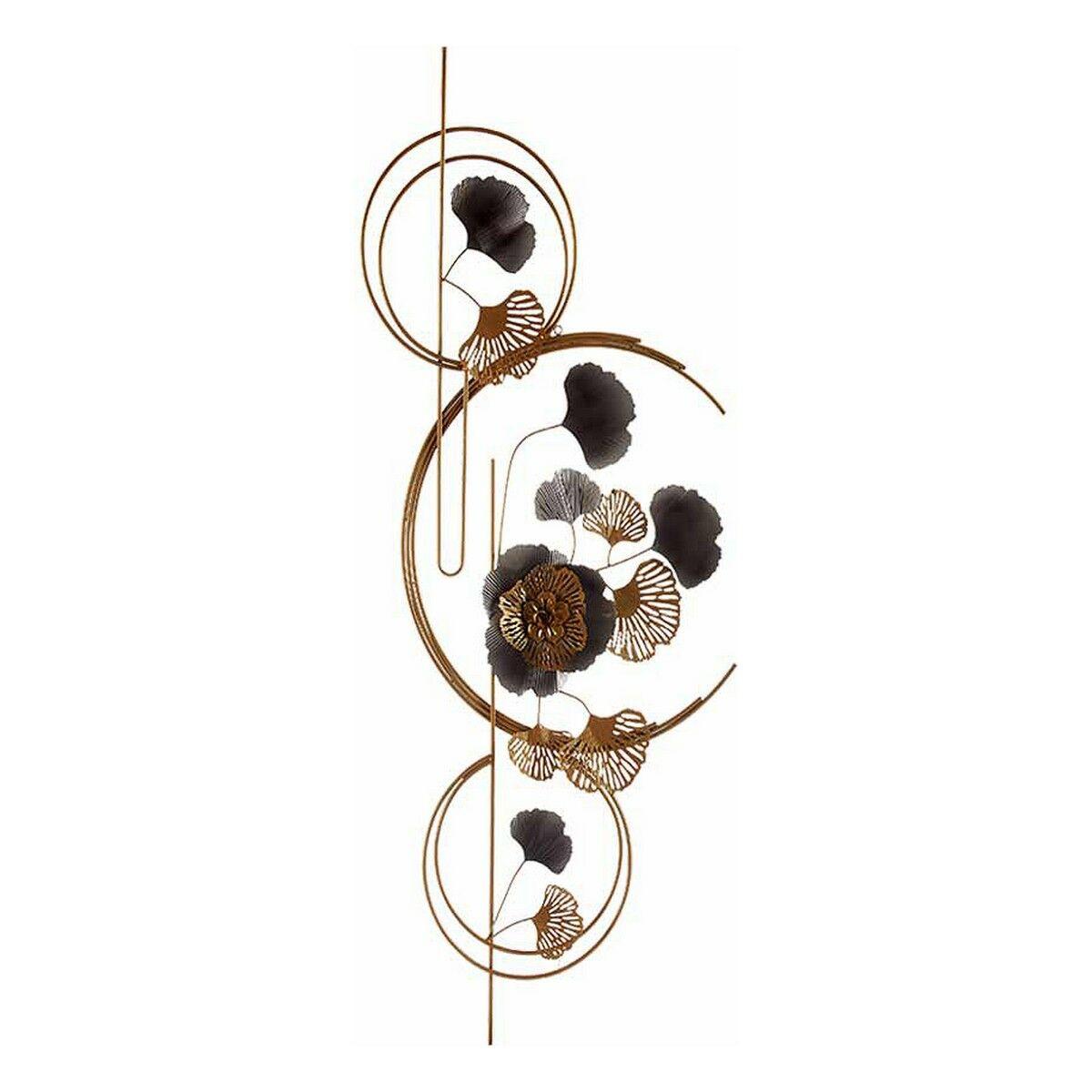 Hængende vægdekoration - kobber/guld metal med blomster, 60 × 150 × 7,5 cm