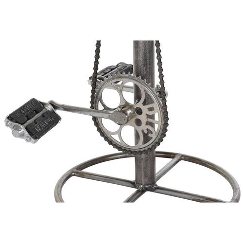 Taburet Sølvfarvet Metal Lys brun Rattan (44 x 41 x 82 cm)