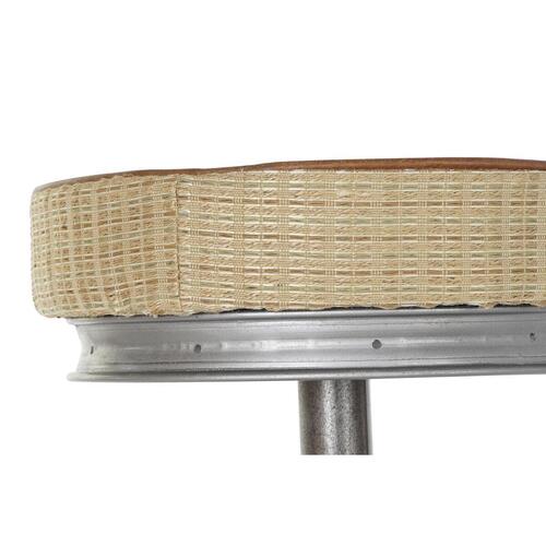 Taburet Sølvfarvet Metal Lys brun Rattan (44 x 41 x 82 cm)