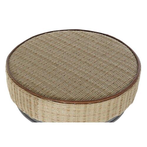 Taburet Sølvfarvet Metal Lys brun Rattan (44 x 41 x 82 cm)