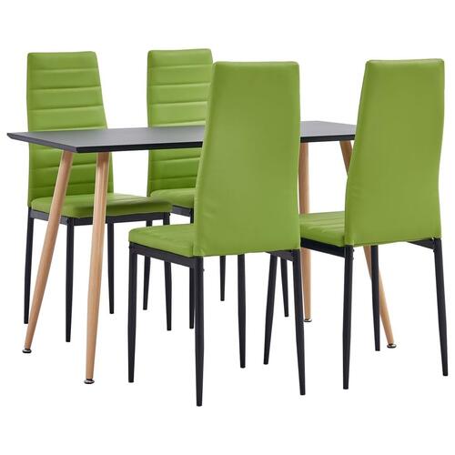 Spisebordssæt 5 dele kunstlæder limegrøn