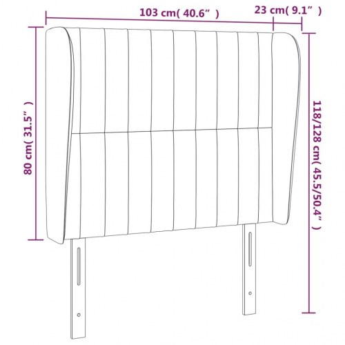 Sengegavl med kanter 103 x 23 x 118/128 cm - mørkebrun