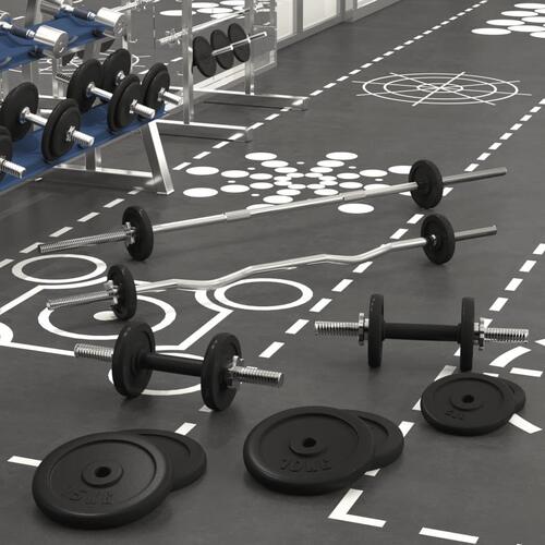 Vægtstang og håndvægt med skiver 90 kg støbejern