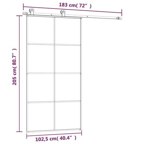 Skydedør med hardwaresæt 102,5x205 cm sikkerhedsglas aluminium