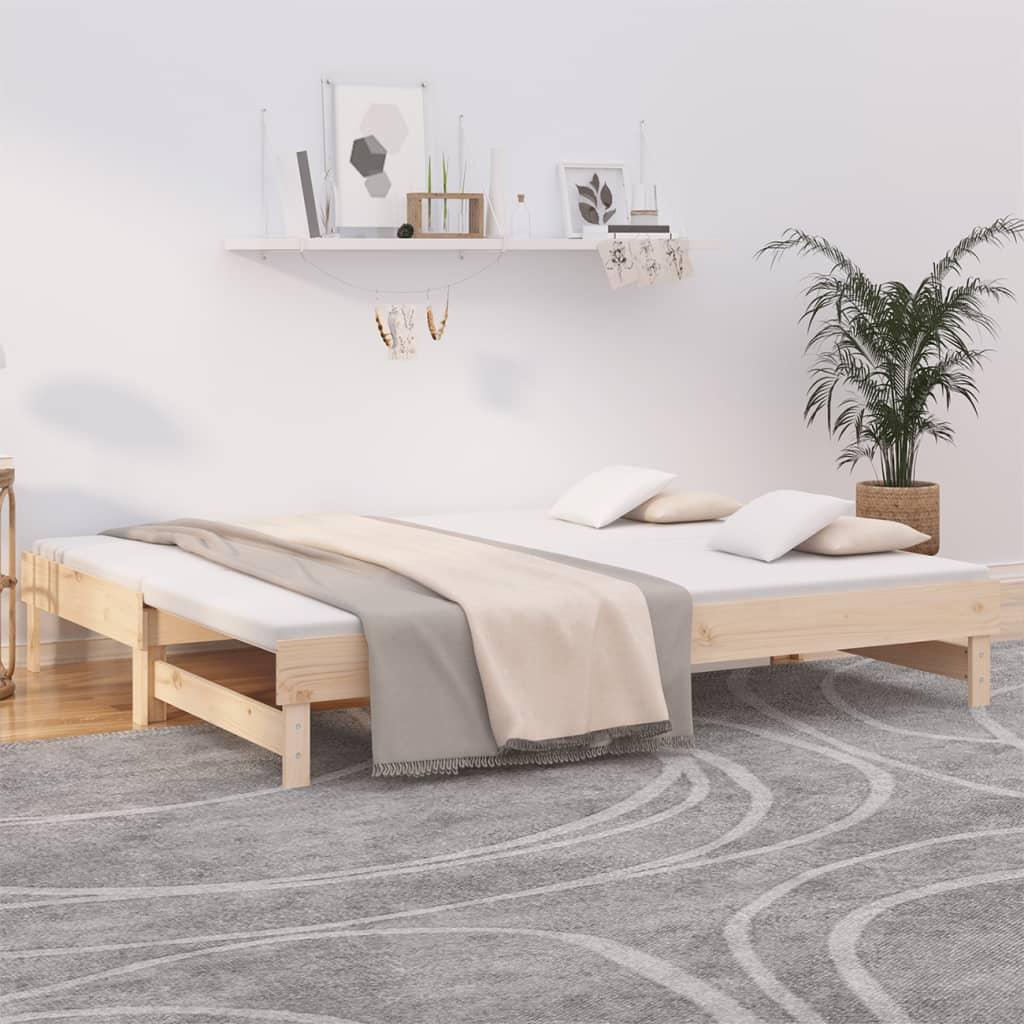 Daybed med udtræk 2x(100x200) cm massivt fyrretræ