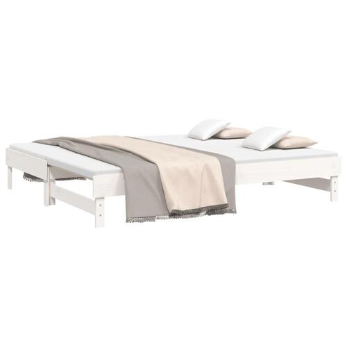 Daybed med udtræk 2x(90x200) cm massivt fyrretræ hvid