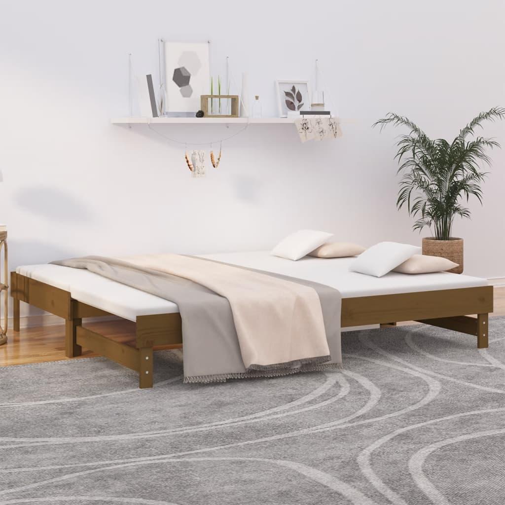 Daybed med udtræk 2x(90x200) cm massivt fyrretræ gyldenbrun
