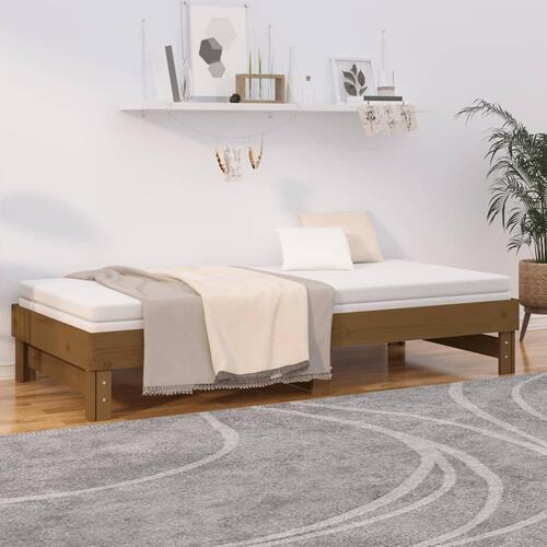Daybed med udtræk 2x(90x200) cm massivt fyrretræ gyldenbrun