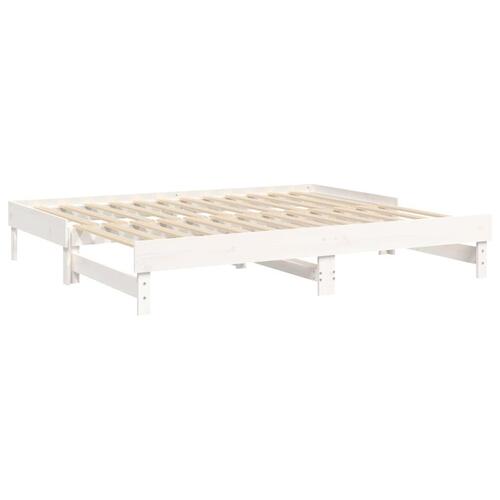 Daybed med udtræk 2x(80x200) cm massivt fyrretræ hvid