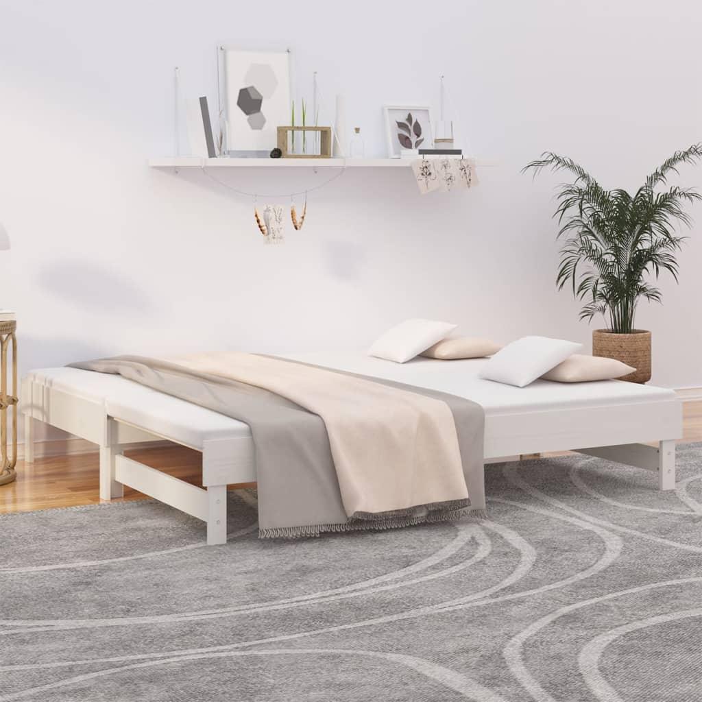 Daybed med udtræk 2x(90x190) cm massivt fyrretræ hvid
