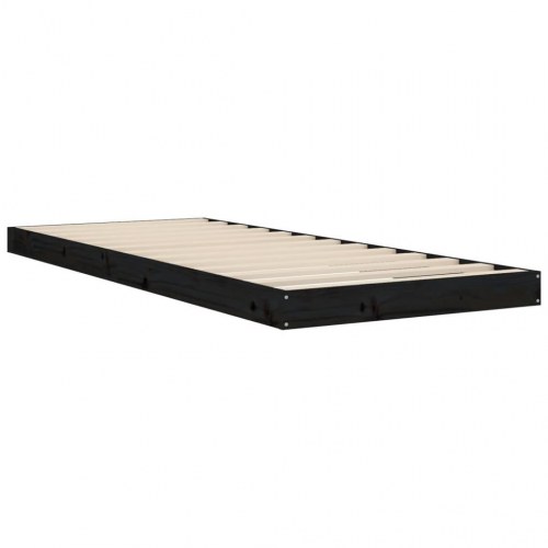 Sengeramme 75 x 190 cm i massivt fyrretræ - sort