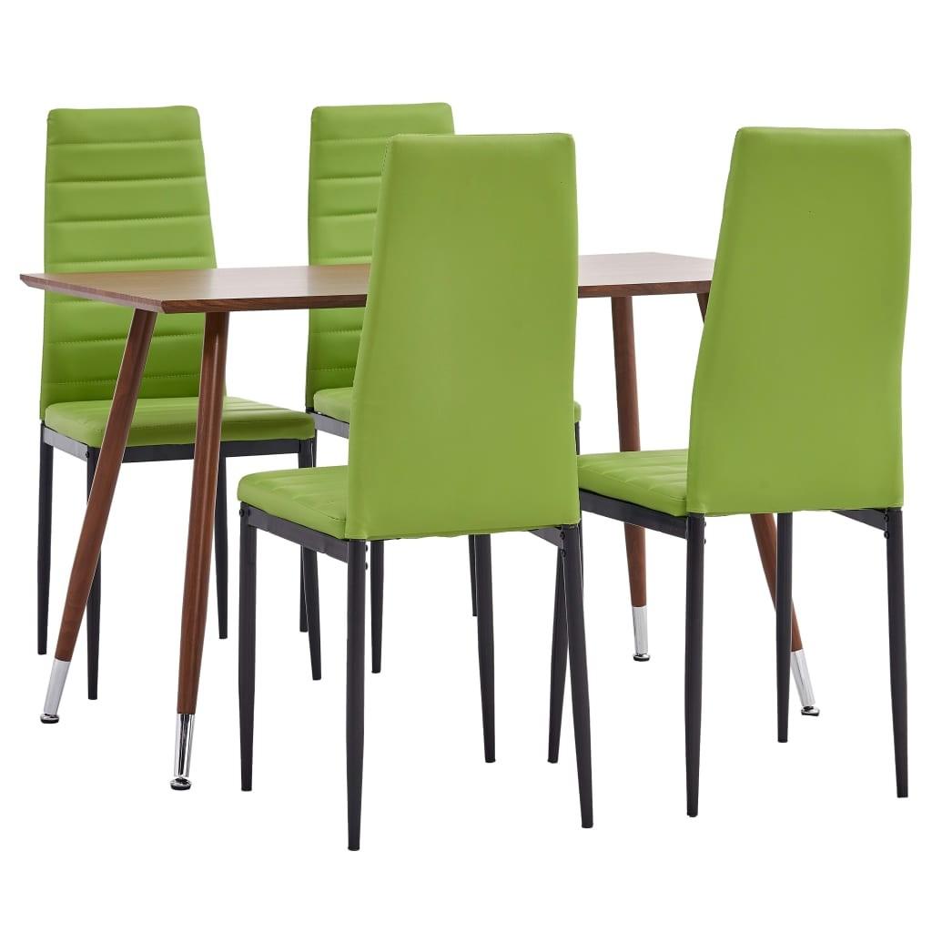 Spisebordssæt 5 dele kunstlæder limegrøn