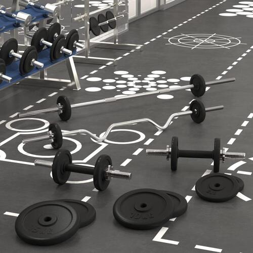 Vægtstang og håndvægt med skiver 120 kg støbejern