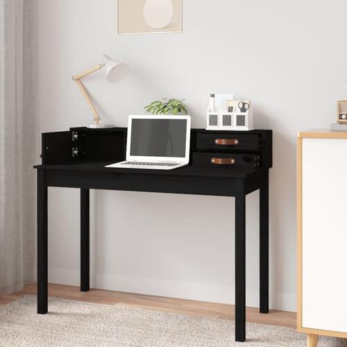 Skrivebord 110x50x93 cm massivt fyrretræ sort