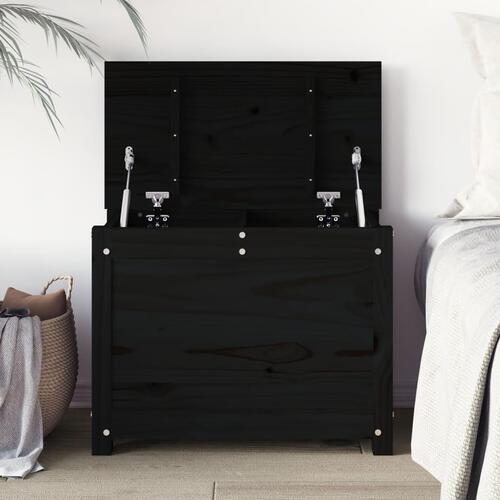 Opbevaringskasse 60x32x45,5 cm massivt fyrretræ sort