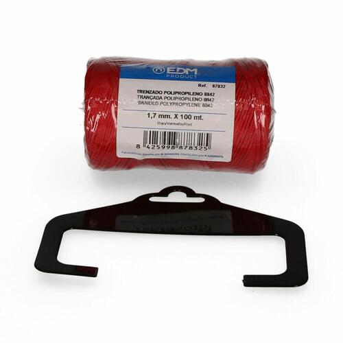 EDM Product flettet reb - rød polypropylen, 1,7 mm × 100 m