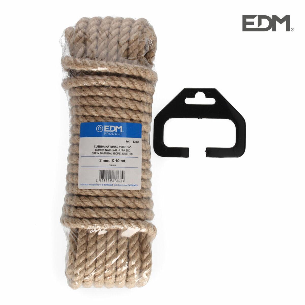 EDM Product flettet reb i natur jute - 10 m, 8 mm