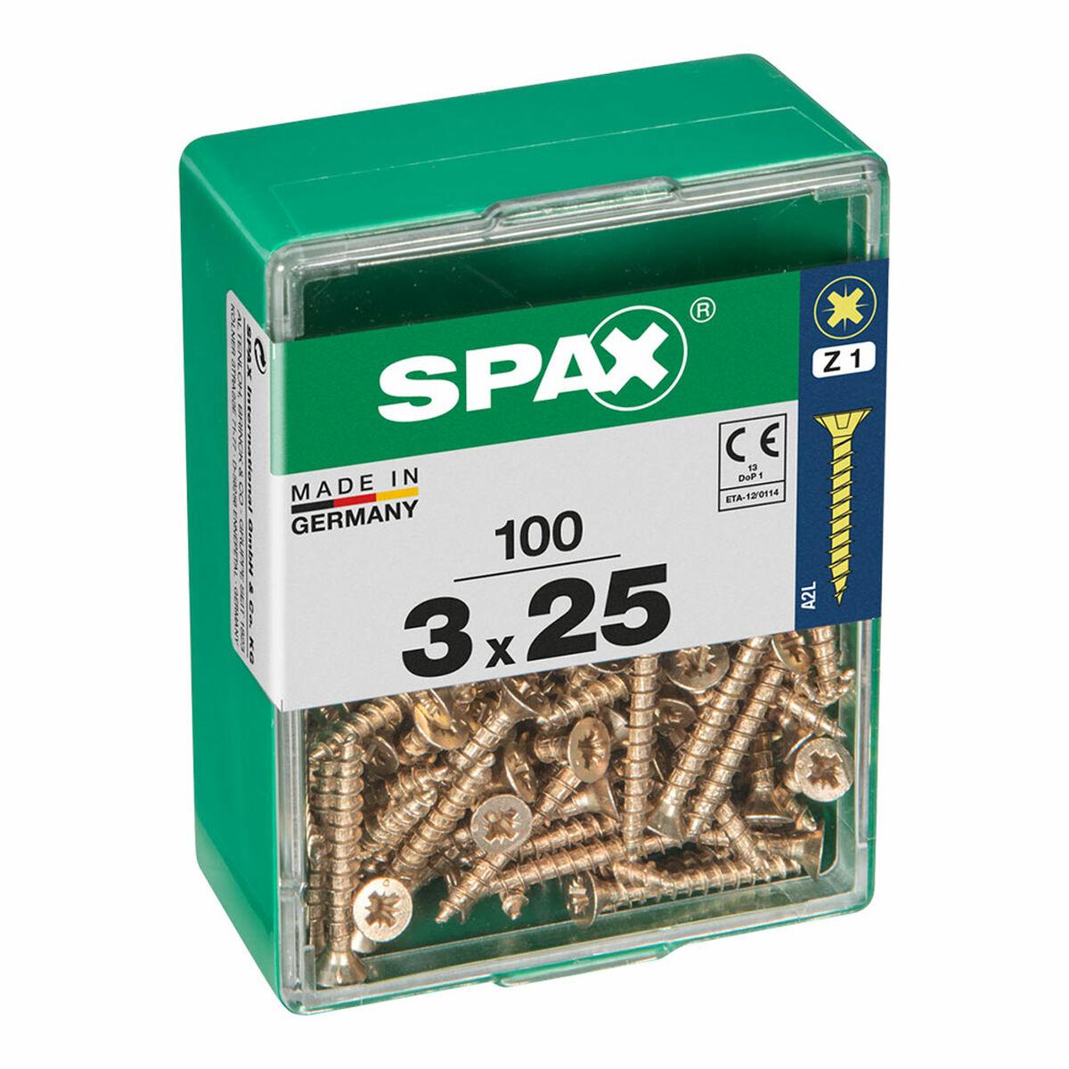 Æske med skruer SPAX træskrue Fladt hoved (3,0 x 25 mm)