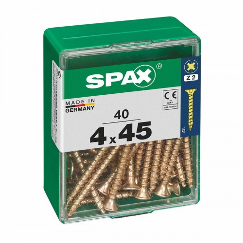 SPAX træskruer med fladt hoved 4 x 45 mm - æske med 40 stk.