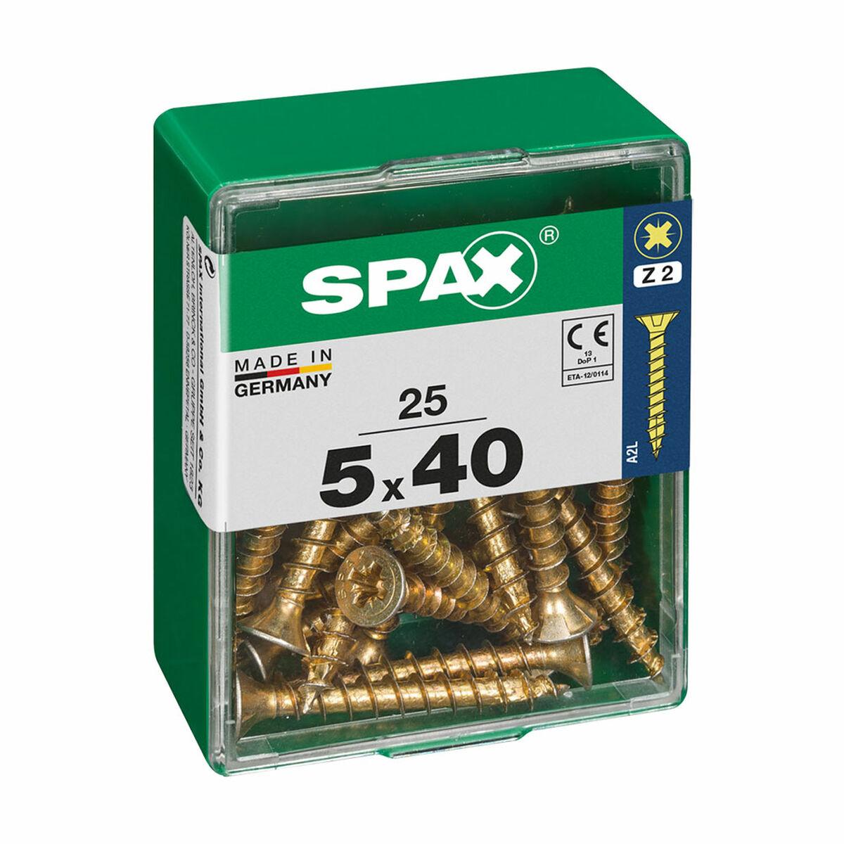SPAX træskruer med fladt hoved 5 x 40 mm - æske á 25 stk.