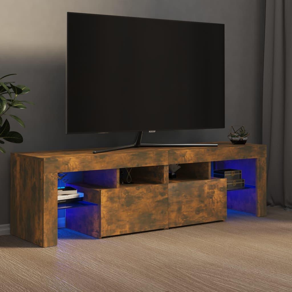 Billede af Tv-bord med LED-lys 140x36,5x40 cm røget egetræsfarve