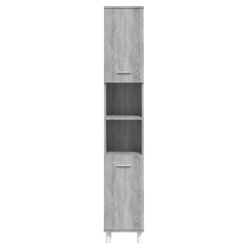 Badeværelsesskab 30x30x179 cm konstrueret træ grå sonoma-eg