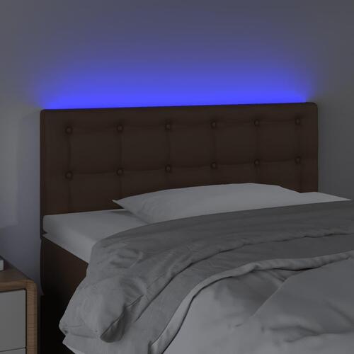 Sengegavl med LED-lys 90x5x78/88 cm kunstlæder brun