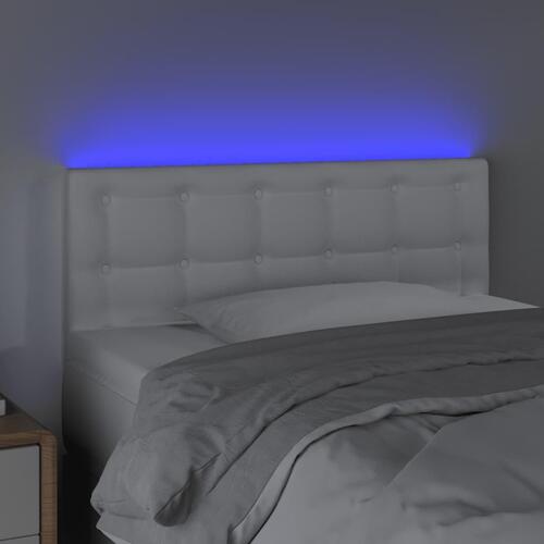 Sengegavl med LED-lys 100x5x78/88 cm kunstlæder hvid