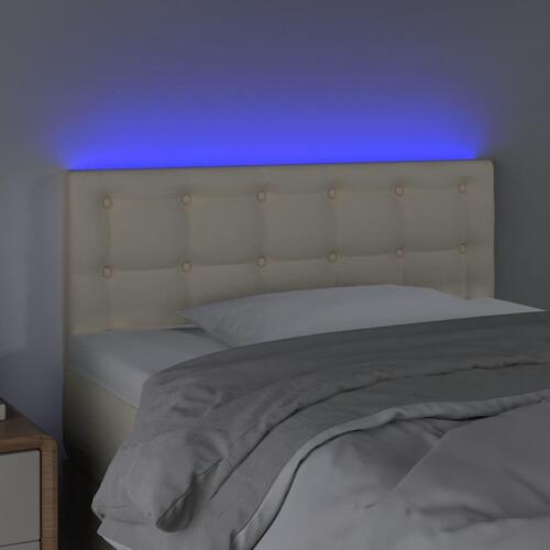 Sengegavl med LED-lys 100x5x78/88 cm kunstlæder cremefarvet