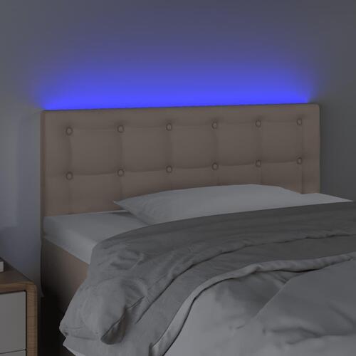 Sengegavl med LED-lys 100x5x78/88cm kunstlæder cappuccinofarvet