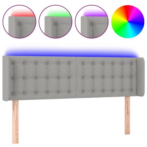 Sengegavl med LED-lys 147 x 16 x 78/88 cm - lysegrå