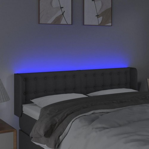 Sengegavl med LED-lys 147 x 16 x 78/88 cm - mørkegrå
