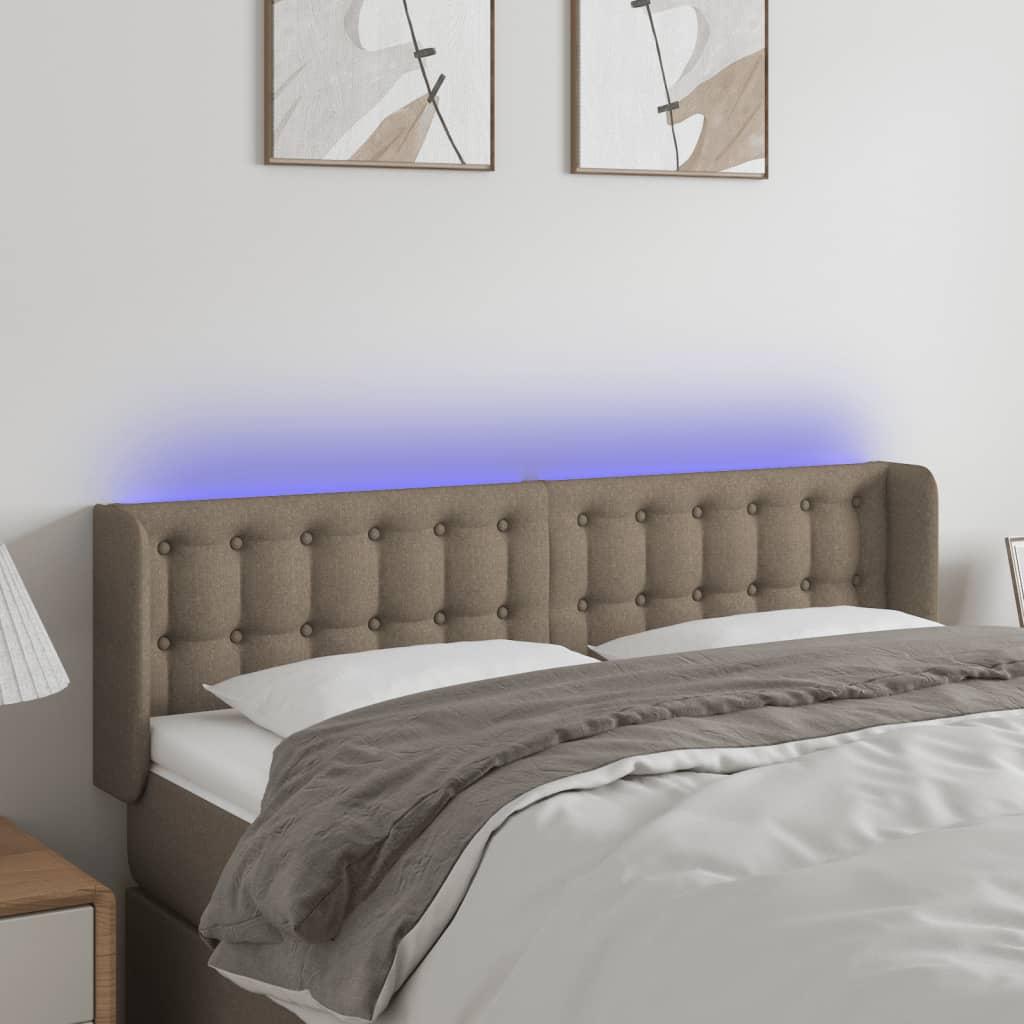 Sengegavl Med LED-Lys Stof - Gråbrun / 147 x 16 x 78/88 cm