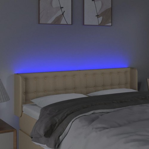 Sengegavl med LED-lys 147 x 16 x 78/88 cm - cremefarvet