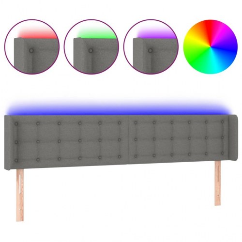 Sengegavl med LED-lys 163 x 16 x 78/88 cm - mørkegrå