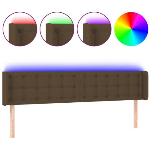 Sengegavl med LED-lys 163 x 16 x 78/88 cm - mørkebrun