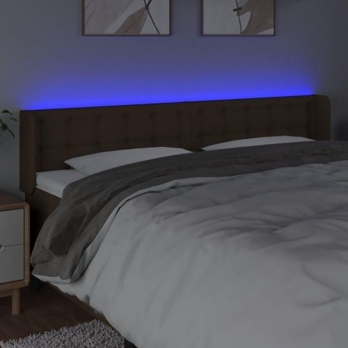 Sengegavl med LED-lys 163 x 16 x 78/88 cm - mørkebrun