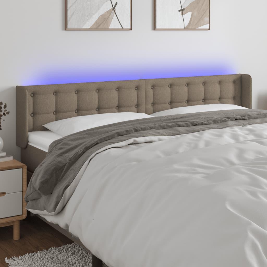Sengegavl Med Led-Lys Stof - Gråbrun / 163 x 16 x 78/88 cm