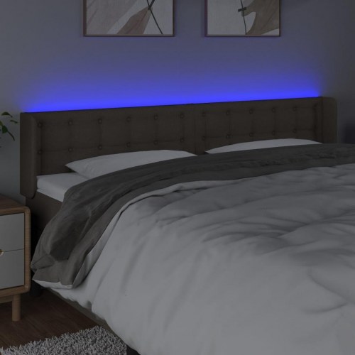 Sengegavl med LED-lys 163 x 16 x 78/88 cm - gråbrun
