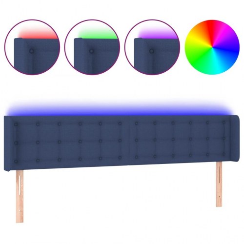 Sengegavl med LED-lys 183 x 16 x 78/88 cm - blå