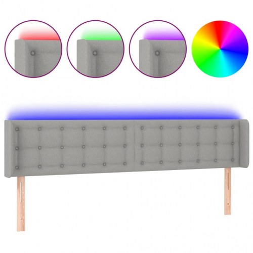 Sengegavl med LED-lys 203 x 16 x 78/88 cm - lysegrå