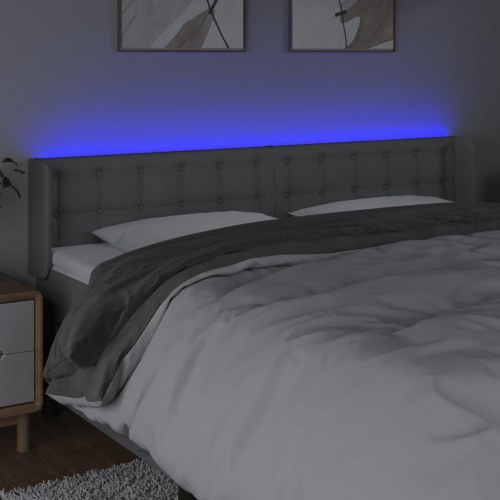 Sengegavl med LED-lys 203 x 16 x 78/88 cm - lysegrå